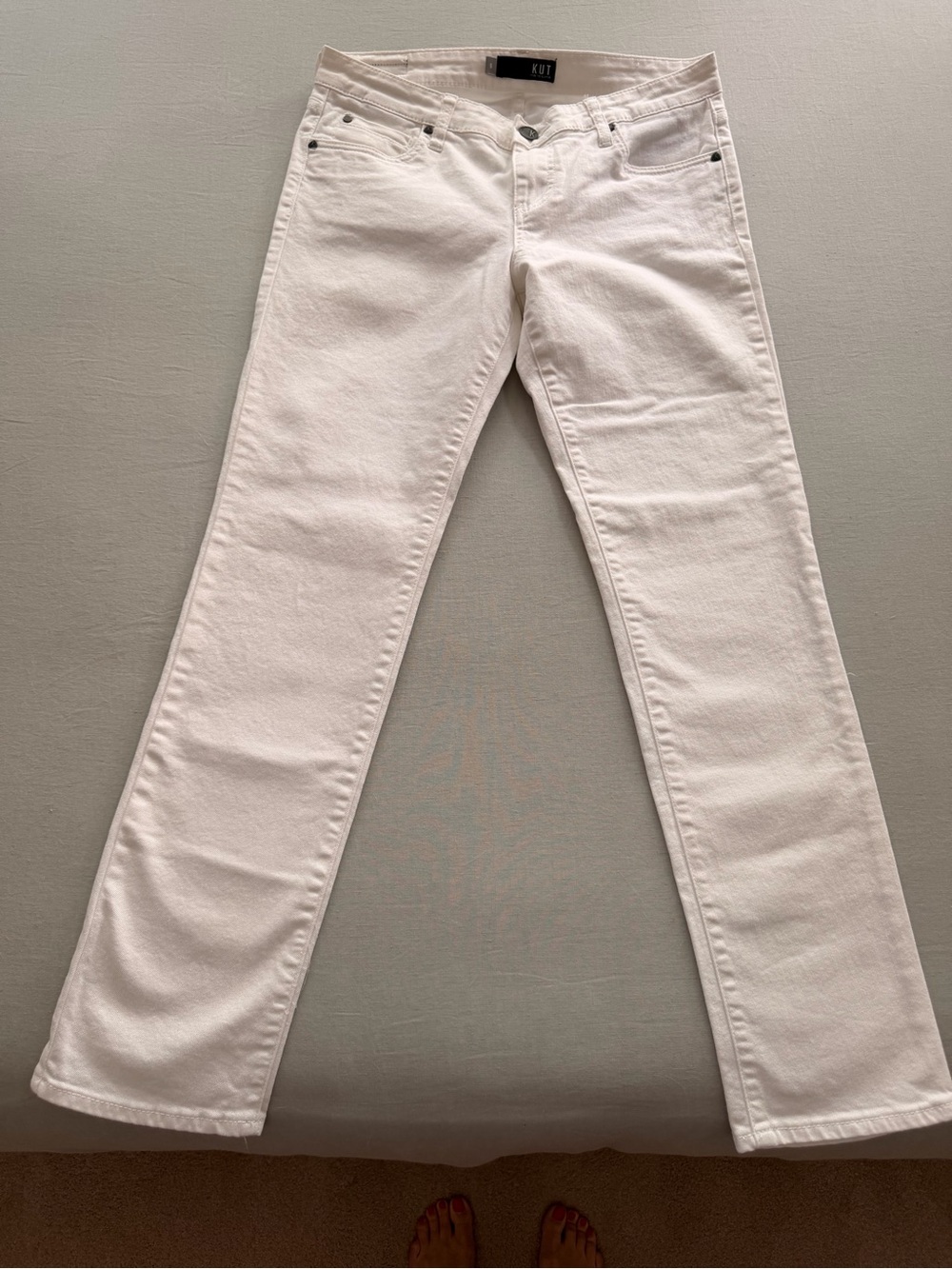 Kut from the Kloth White Straight Leg Jeans